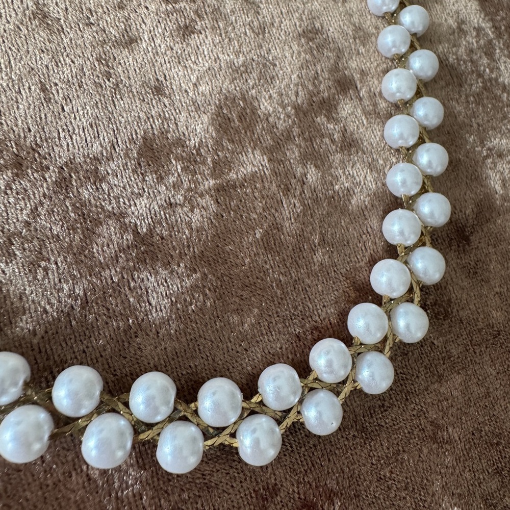 Vintage Braided Pearl on Gold Necklace
